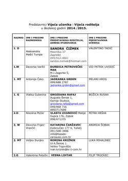 Predstavnici Vijeća učenika i Vijeća roditelja u školskoj godini 2014