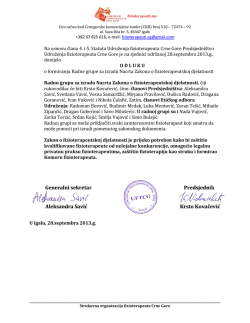 Na osnovu člana 4. i 5. Statuta Udruženja fizioterapeuta Crne Gore