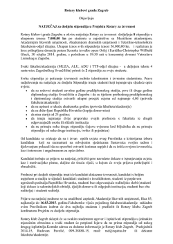 NATJEČAJ za dodjelu stipendija u Projektu Rotary za izvrsnost