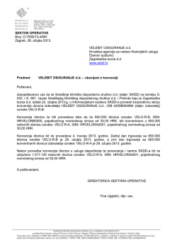 Obavijest o konverziji dionica