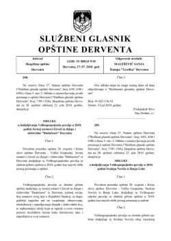 "Službeni glasnik op&scaron;tine Derventa", broj: 9/10
