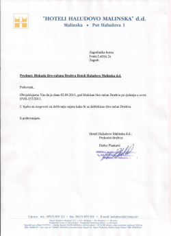 "HOTELI HALUDOVO MALINSKA" d.d.