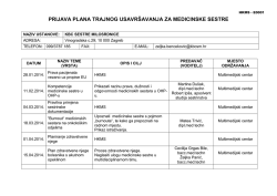 Prijava plana trajne edukacije za medicinske sestre