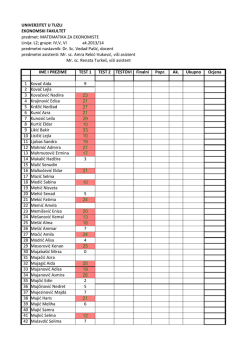 UNIVERZITET U TUZLI EKONOMSKI FAKULTET predmet