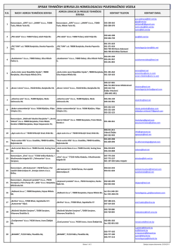 SPISAK TEHNIČKIH SERVISA ZA HOMOLOGACIJU