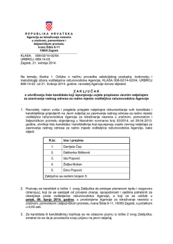 KLASA: 008-02/14-02/04 URBROJ - Agencija za istraživanje