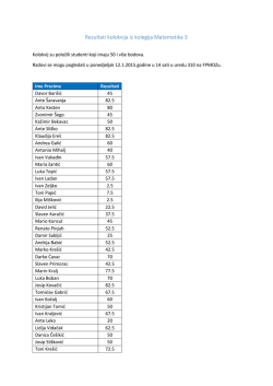Rezultati kolokvija iz kolegija Matematika 3