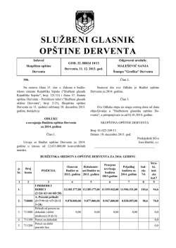 SLUŽBENI GLASNIK OP&Scaron;TINE DERVENTA