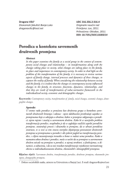 Dragana Vilić. Porodica u kontekstu savremenih društvenih promjena.
