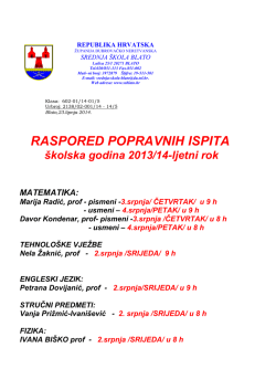 RASPORED POPRAVNIH ISPITA