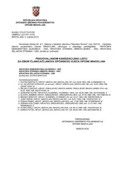 pravovaljanom kandidacijsku listu za izbor članica/članova