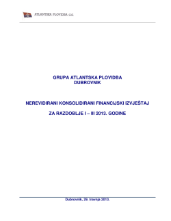 iii 2013. godine - Atlantska plovidba dd Dubrovnik
