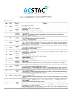 ACSTAC 2012 CONFERENCE ERRATA SHEET