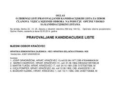 Oglas o zbisnoj listi pravovaljanih kandidacijskih lista za izbor