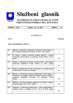 Službeni glasnik SLUŽBENO GLASILO GRADA