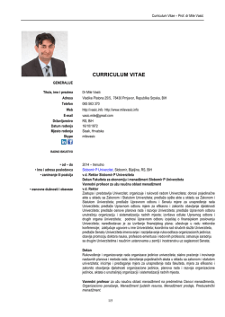 curriculum vitae - Fakultet za ekonomiju i menadžment