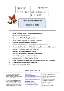 Newsletter 14 - Greek Politics Specialist Group
