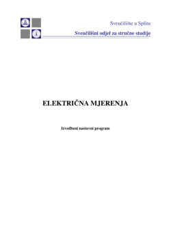 električna mjerenja - Sveučili&scaron;te u Splitu Sveučili&scaron;ni odjel za stručne