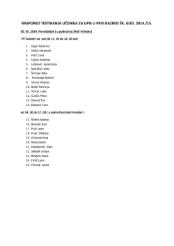 popis redosljeda učenika za upis u prvi razred &scaron;k