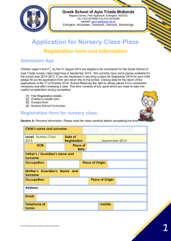 Application for Nursery Class Place