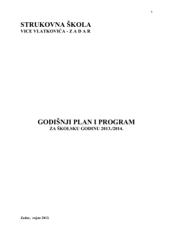 GodisnjiPlan2013 14.pdf - Strukovna &scaron;kola Vice Vlatkovića Zadar