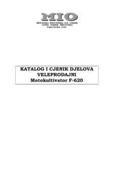 KATALOG I CJENIK DJELOVA VELEPRODAJNI Motokultivator F-620
