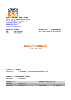 Cjenovnik MALOPRODAJA
