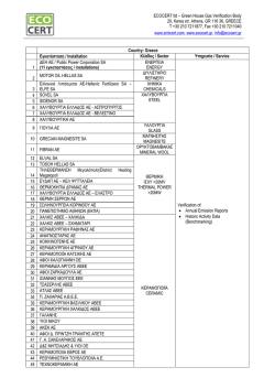 ECOCERT ltd &ndash; Green House Gas Verification Body 20, Karea str