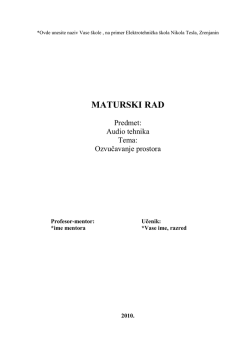 Ozvucavanje prostora - Seminarski Maturski Diplomski Radovi