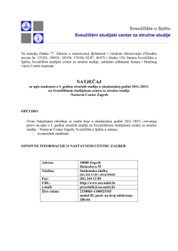 N A T J E Č A J - Sveučili&scaron;ni odjel za stručne studije
