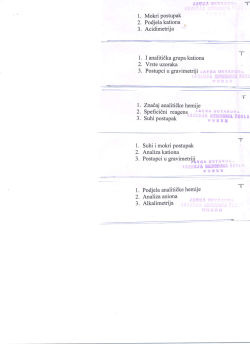 1. Mokri postupak 2. Podjela kationa æ 3. Acidimetrija