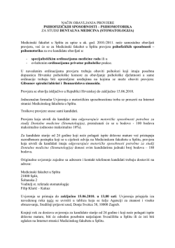 Stomatologija - na%E8in obavljanja provjere za psihomotoriku s