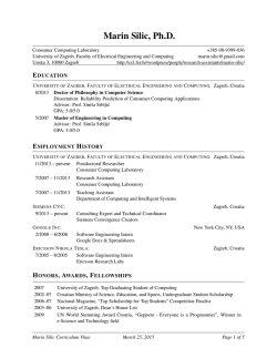 Marin Silic Curriculum Vitae - Consumer Computing Lab