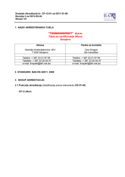 "TEHNOINSPEKT" d.o.o. Tijelo za certificiranje liftova Sarajevo