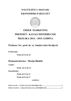 Kanali distribucije za usmeni 3PE - Ekonomski fakultet
