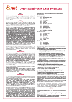 Uvjeti korištenja B.net TV usluge