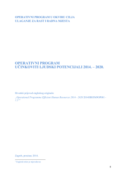operativni program učinkoviti ljudski potencijali 2014.