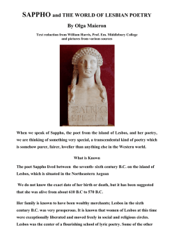 SAPPHO and THE WORLD OF LESBIAN POETRY By Olga Maieron