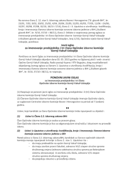 Tekst javnog oglasa/natječaja - Općina Gornji Vakuf