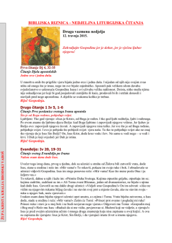 BIBLIJSKA RIZNICA - NEDJELJNA LITURGIJSKA ČITANJA