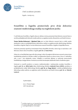 Sveučili&scaron;te u Zagrebu promoviralo prve dvije doktorice znanosti