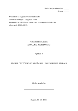 EKOLO&Scaron;KI MONITORING Vježba 3 STANJE