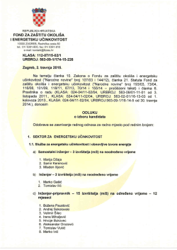 Odluka o izboru kandidata za radno mjesto: "samostalni inženjer"