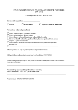 FINANCIJSKI IZVJE&Scaron;TAJ O FINANCIRANJU IZBORNE