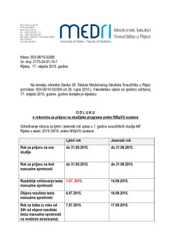 ROKOVIMA za prijavu na studijske programe