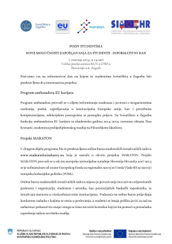 Poziv - Nove mogućnosti zapošljavanja