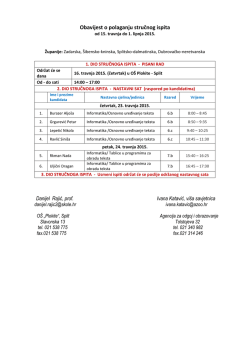 Popis pristupnika i raspored polaganja stručnih ispita