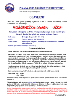 OBAVIJEST MOŠĆENIČKA DRAGA - UČKA