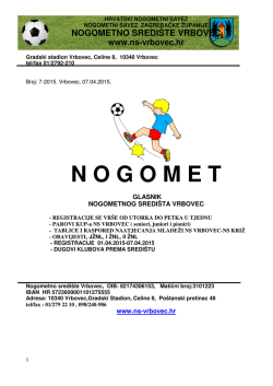 7.4.2015. Obavijesti, Parovi KUP-a NS Vrbovec ( seniori, juniori i