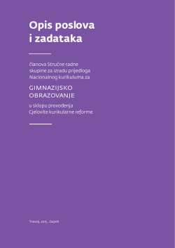 Opis poslova i zadataka - CJELOVITA KURIKULARNA REFORMA